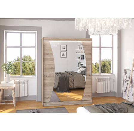 Posuvná skriňa so zrkadlom a LED osvetlením MODESTO 150 Truffle+Truffle Posuvná skriňa so zrkadlom a LED osvetlením MODESTO 150 Truffle+Truffle