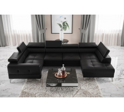 Rohová sedacia súprava TOSCANIA MAX I 170x350x185 cm - čierna eko koža, ľavá