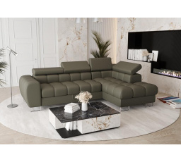 Rohová sedacia súprava ASPEN MINI prírodná koža 260x170 cm - pravá, Olivová koža