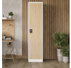 Kovová skriňa policová Eco Design ALEX, 450 x 1850 x 400 mm, Biela/ dub sonoma