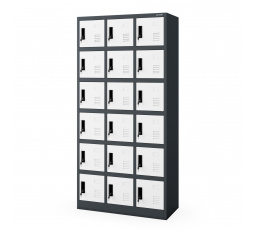 Kovová uzamykateľná šatníková skrinka na sokli KAROL, 900 x 1850 x 400 mm, antracitovo-biela