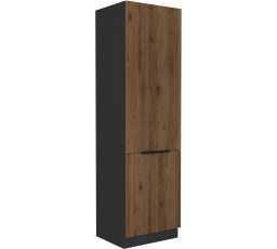 Kuchynská skriňa MONZA - 60 DK-210 2F, Čierna mat/Orech