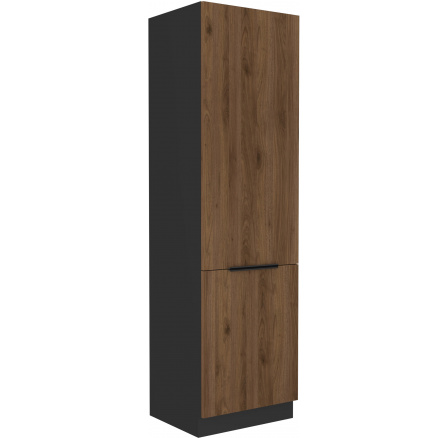 Kuchynská skriňa MONZA - 60 DK-210 2F, Čierna mat/Orech