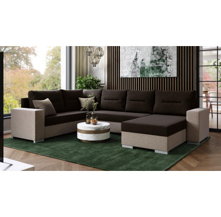 Rohová sedacia súprava v tvare U Bravo, hnedá/béžová