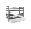 Detská poschodová posteľ ERYK 3 s prístelkou 80x190 cm, vrátane matracov, Grafit/Biela