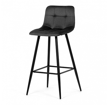 Stolička barová, sivá látka, štvornohá kovová podnož, čierny mat
