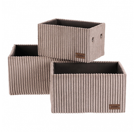 Koš regálový - manšestrový potah, šedý, cena za sadu 3 ks