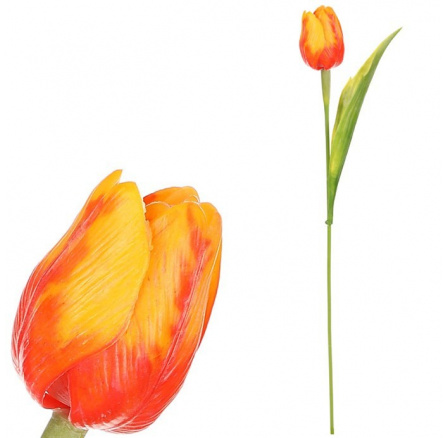 Tulipán plastový - řezaná květina, oranžová, cena za 1 ks