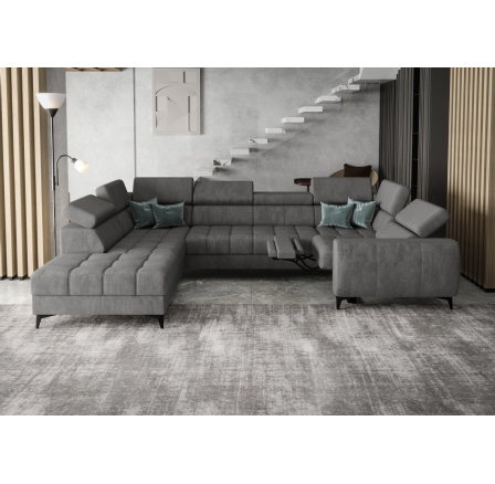 Rohová sedacia súprava PORTO MAX I, relax 225X350X193 cm - sivá, ľavá