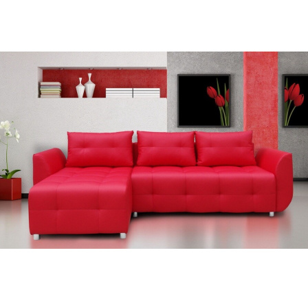 Rohová univerzálna sedacia súprava SARA, Červená Ekokoža 10
