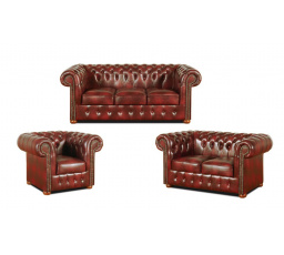 Sedacia súprava Chesterfield Classic 3+2+1 koža bordó