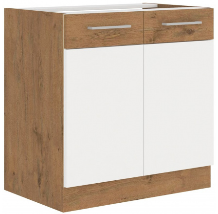 Kuchynská dolná skrinka VEGA 80ZL2F, Dub lancelot/Biely lesk