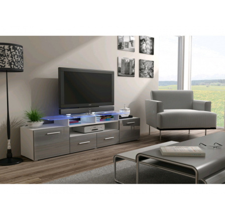 TV komoda EVORA WHITE - sivá