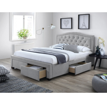 ELEKTRA posteľ 160x200 - sivá/dubová - s roštom a ÚP (ELECTRA160SZ) (S) (K150-Z)