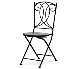 Záhradná stolička, keramická mozaika, kov, čierny lak (pre stôl JF2233)