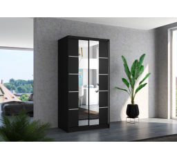 Posuvná skriňa so zrkadlom KSAWER 100 Čierna+Čierna