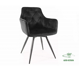 Jedálenská otočná stolička MANGO VELVET, Čierny Bluvel 19/Čierna