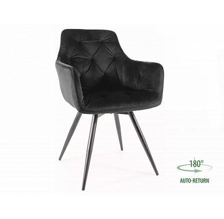Jedálenská otočná stolička MANGO VELVET, Čierny Bluvel 19/Čierna
