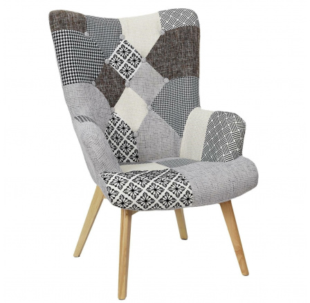 Kreslo ušiak Helsinki sivý patchwork Kreslo ušiak Helsinki sivý patchwork