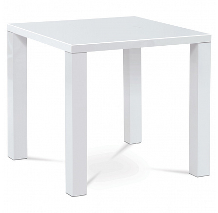 Jedálenský stôl 80x80x76 cm, biely vysoký lesk