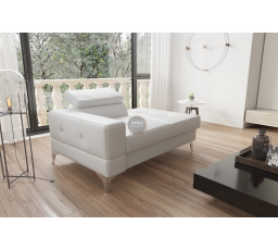 Sofa leňoška TOSCANIA a LEHÁTKO 135 cm prírodná koža - biela koža, pravá strana