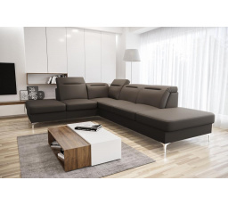 Rohová sedacia súprava OSLO 295x220 prírodná koža - ľavá, hnedá koža