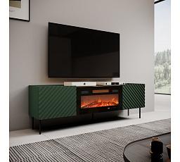 TV komoda ONDA EF s elektrickým krbom, zelená / dub artisan