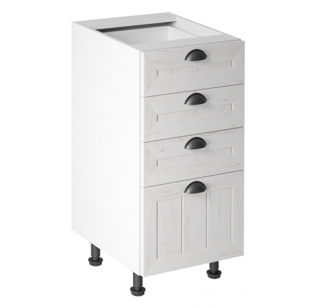 Kuchynská dolná skrinka - PROVENCE D40S4, Biela/Borovica Andersen