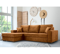 Rohová sedacia súprava Lola L oranžovo/hnedá