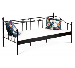Jednolôžková posteľ 90x200 cm, kov, čierny matný lak