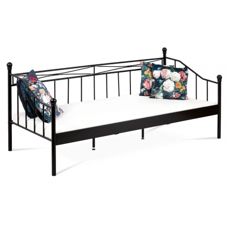 Jednolôžková posteľ 90x200 cm, kov, čierny matný lak