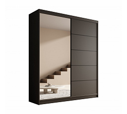Šatní skriňa s posuvnými dverami a zrkadlom Nico 180 Čierna+Čierna