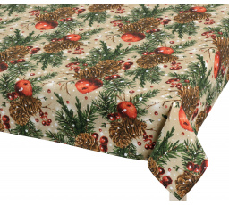 Vianočný obrus šišky a jablká