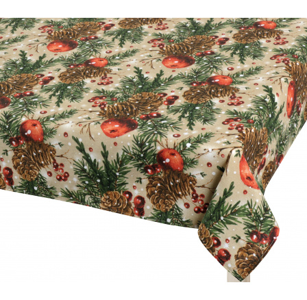 Vianočný obrus šišky a jablká