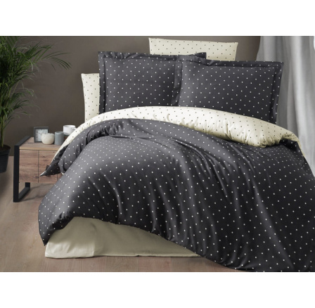 Francúzske obliečky Satén 240x200, 70x90cm Serena antracit