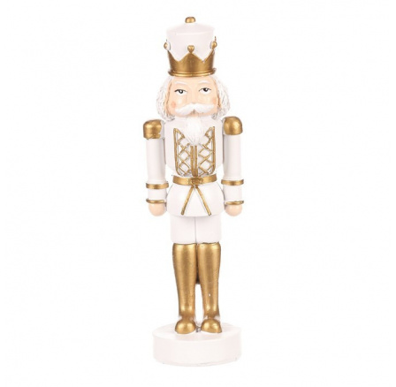 Voják - figurka na postavení, polyresin, barva bílo-zlatá