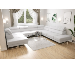 Rohová sedacia súprava EMPORIO MAX I 300X350X220 - pravá, Eko koža biela