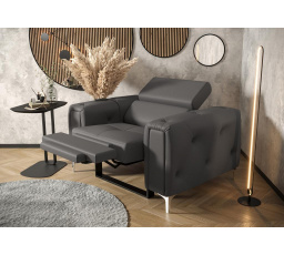 Kreslo ORION, relax prírodná koža - Sivá koža