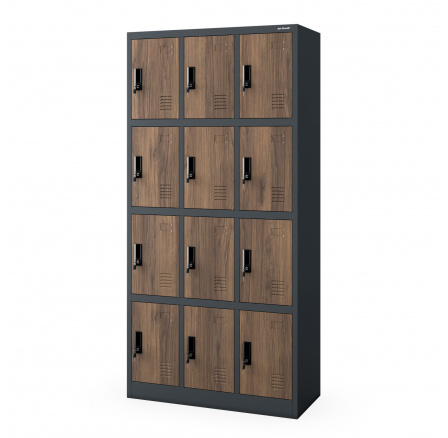 Kovová šatní skriňa BHP MARCIN, 900 x 1850 x 400 mm, Eco Design: antracitová/orech Kovová šatní skriňa BHP MARCIN, 900 x 1850 x 400 mm, Eco Design: antracitová/orech