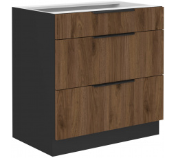 Dolná skrinka MONZA - 80 D 3S BB, Čierna mat/Orech