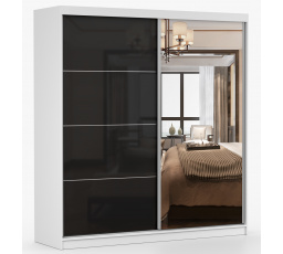 Šatní skriňa MULTI 31 - 233 cm, Biela/Čierny Lesk