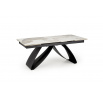 Jedálenský stôl HILARIO, efekt bieleho mramoru/Čierna