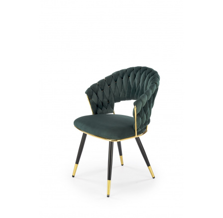 Jedálenská stolička K551, zelená/čierna/zlatá