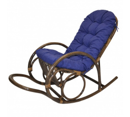 Ratanové hojdacie kreslo Jenaira hnedé polster modrý melír