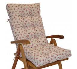 Vankúš pre vysoké záhradné kreslo z teakového dreva - tkanina s motívom ruže