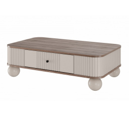 Konferenčný stolík so zásuvkou Vesper, kašmír / orech / čierne úchytky