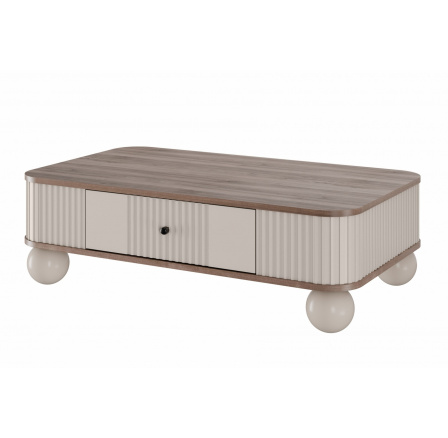 Konferenčný stolík so zásuvkou Vesper, kašmír / orech / čierne úchytky