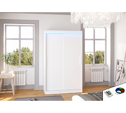 Posuvná skriňa s LED osvetlením COLLIN 120 Biela+Biela