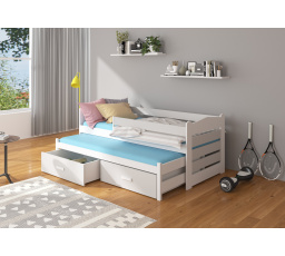 Manželská posteľ so zábradlím TIARRO 180x80 Biela+Sivá