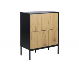 Komoda Seaford IV čierny prírodný dub
